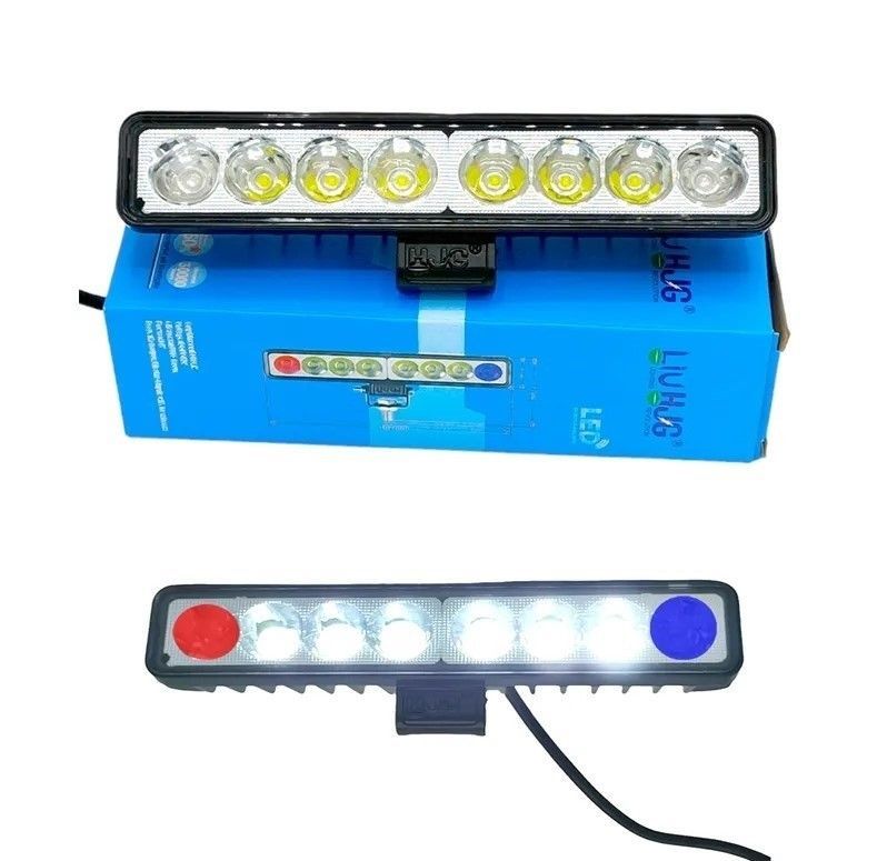 1-PC HJG 8 LED Bar Monogram Led Light 40watt with Red Blue Flasher Monogram Mount Motorcycle Led Scope Light Jeep Light White